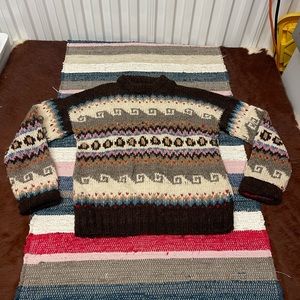 Vintage Wool Sweater Fair Isle Geometric Pattern fits Womens size Large/XL